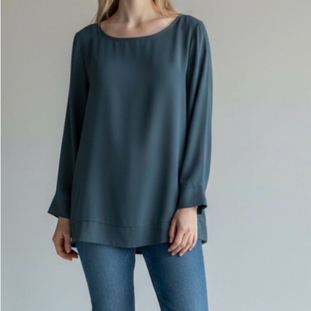 Soft Surroundings Women's Deep Blue Blouse with Side Zippers XS